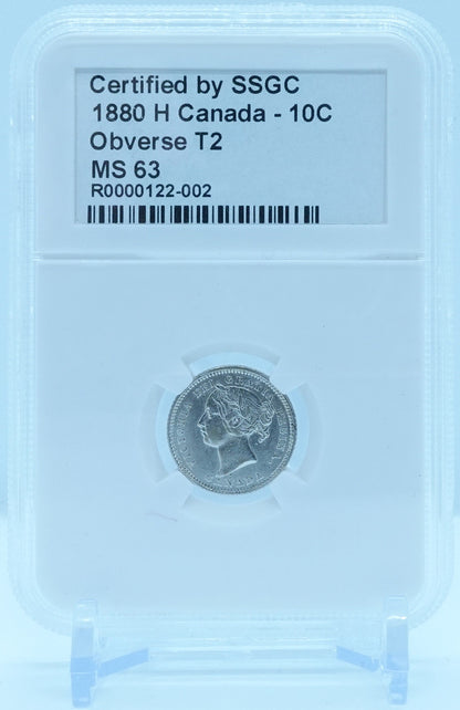 1880 10 CENT H CANADA OBVERSE T2 – MS 63 -  GRADED