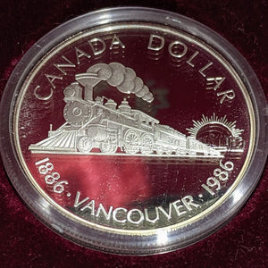 1986 PROOF COMMEMORATIVE SILVER DOLLAR - VANCOUVER CENTENNIAL
