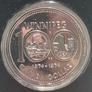1974 SPECIMEN COMMEMORATIVE SILVER DOLLAR - WINNIPEG CENTENNIAL