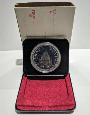 1976 SPECIMEN COMMEMORATIVE SILVER DOLLAR - LIBRARY OF PARLIAMENT CENTENNIAL