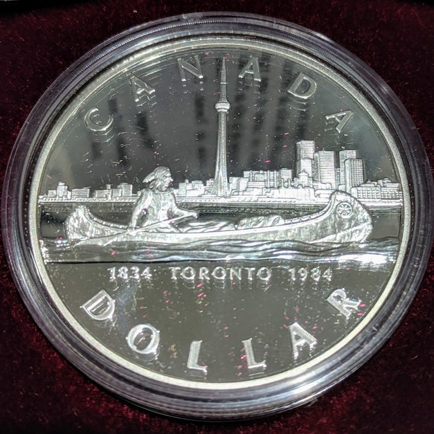 1984 PROOF COMMEMORATIVE SILVER DOLLAR - TORONTO SESQUICENTENNIAL