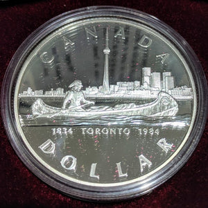 1984 PROOF COMMEMORATIVE SILVER DOLLAR - TORONTO SESQUICENTENNIAL