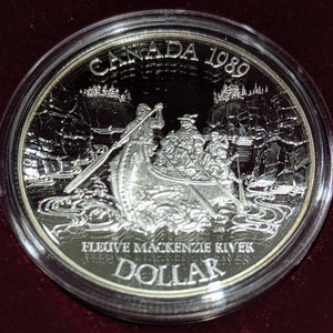 1989 PROOF COMMEMORATIVE SILVER DOLLAR - MACKENZIE RIVER BICENTENNIAL