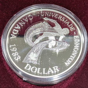 1983 PROOF COMMEMORATIVE SILVER DOLLAR - WORLD UNIVERSITY GAMES