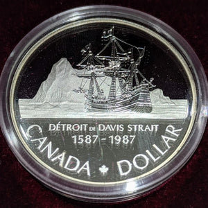 1987 PROOF COMMEMORATIVE SILVER DOLLAR - 400TH ANNIVERSARY OF JOHN DAVIS