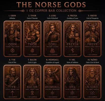 10 AVDP OZ THE NORSE GODS COLLECTION FINE COPPER BARS