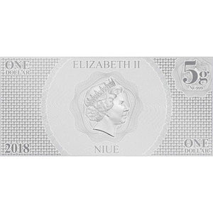 2018 $1 STAR WARS EPISODE IV: A NEW HOPE - LUKE SKYWALKER - FINE SILVER BANK NOTE