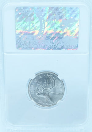 1943 25 CENT CANADA – MS 64 – GRADED (350-015)