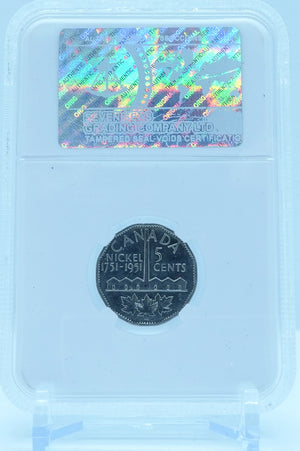 1951 5 CENT CANADA COMMEMORATIVE – MS 65 - GRADED