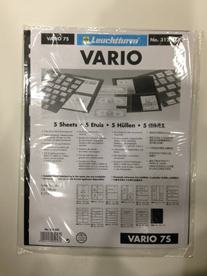 VARIO BLACK STAMP STOCKPAGES - FIVE SHEETS - SEVEN STRIPS