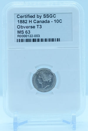 1882 10 CENT H CANADA OBVERSE T3 – MS 63 - GRADED
