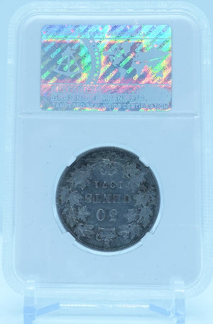 1871H 50 CENT OBV2 C/C CANADA RE-PUNCHED “5” IN 50 – EF 40 - GRADED