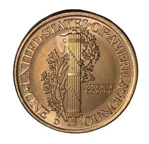 1oz MERCURY DIME COPPER ROUNDS