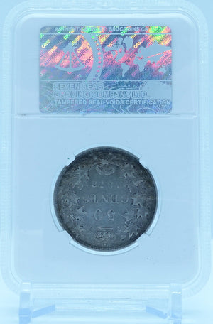 1872H 50 CENT OBV2 A/A-1 CANADA RE-PUNCHED “S” IN CENTS – EF 40 - GRADED