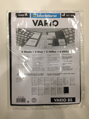 VARIO BLACK STAMP STOCKPAGES - FIVE SHEETS - EIGHT STRIPS