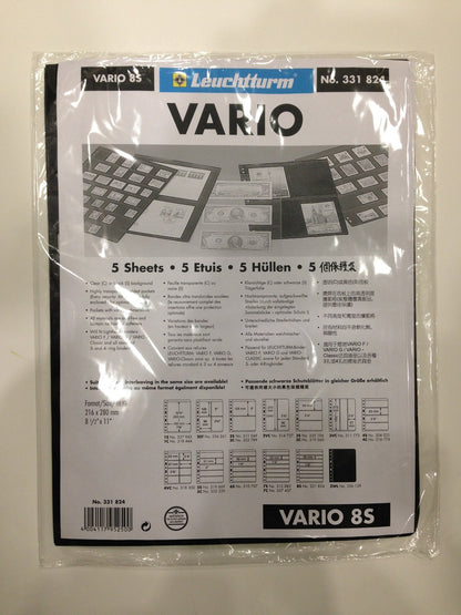 VARIO BLACK STAMP STOCKPAGES - FIVE SHEETS - EIGHT STRIPS