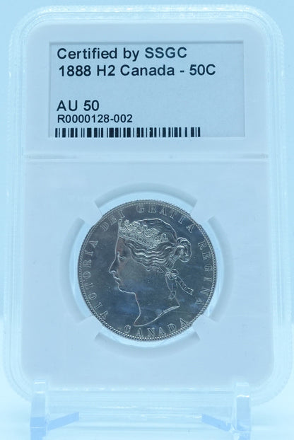 1888 50 CENT H2 CANADA – AU 50 - GRADED