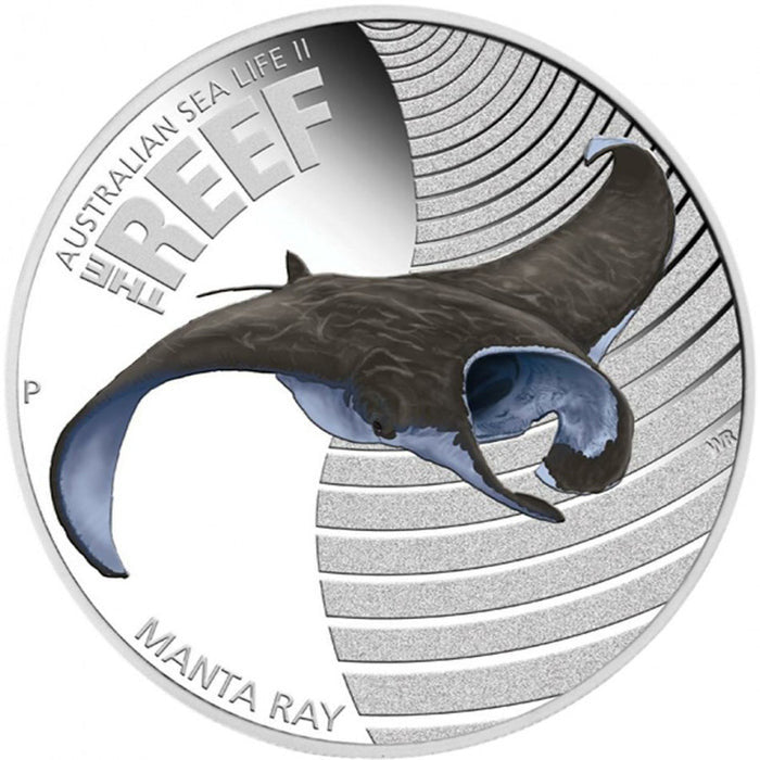 2012 - 50 CENT PURE SILVER COIN AUSTRALIAN SEA LIFE II - THE REEF: MANTA RAY (PERTH MINT)