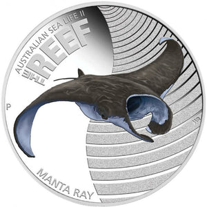 2012 - 50 CENT PURE SILVER COIN AUSTRALIAN SEA LIFE II - THE REEF: MANTA RAY (PERTH MINT)