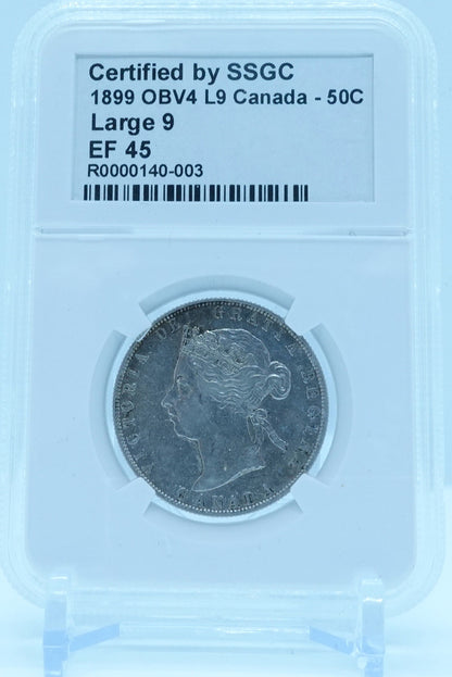 1899 50 CENT OBV4 L9 CANADA LARGE 9 – EF 45 - GRADED