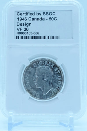 1946 50 CENT CANADA DESIGN – VF 30 - GRADED