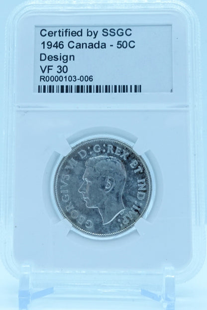 1946 50 CENT CANADA DESIGN – VF 30 - GRADED
