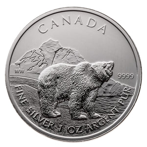E-TRANSFER ONLY - 1oz. 2011 CANADIAN GRIZZLY BEAR SILVER COIN