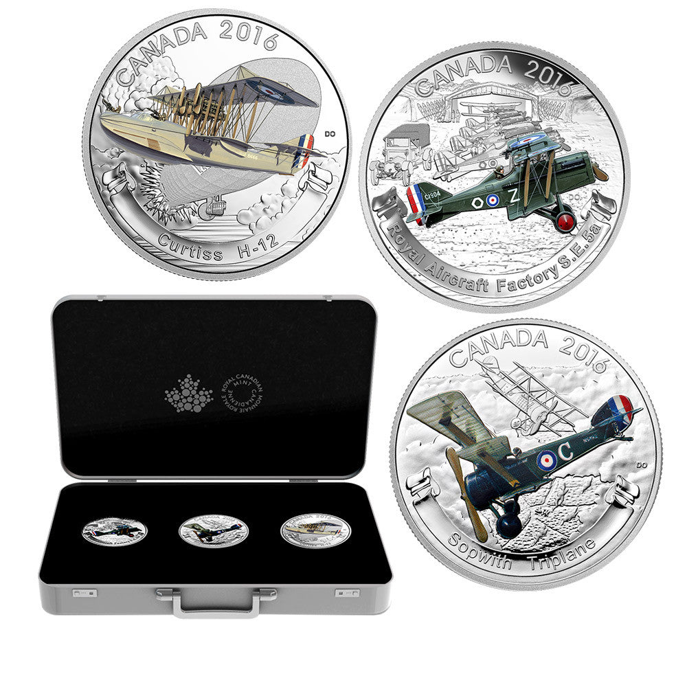2016 3oz $20 AIRCRAFT OF THE FIRST WORLD WAR SERIES 3-COIN SILVER SET