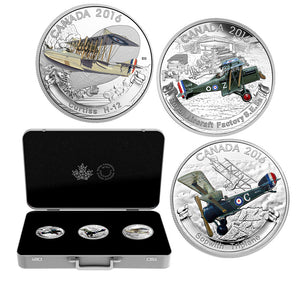 2016 3oz $20 AIRCRAFT OF THE FIRST WORLD WAR SERIES 3-COIN SILVER SET