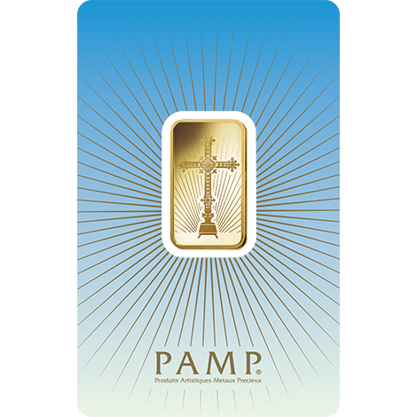 E-TRANSFER ONLY -  5 GRAM GOLD BAR CROSS - PAMP MINT