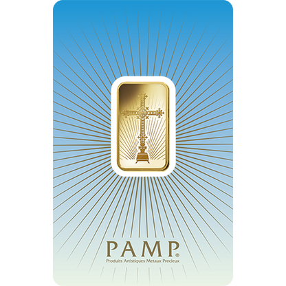 E-TRANSFER ONLY -  5 GRAM GOLD BAR CROSS - PAMP MINT