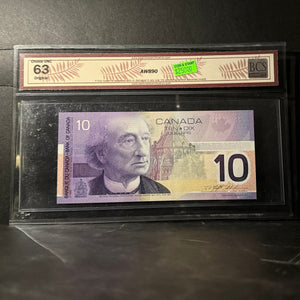 2001 $10 BANK OF CANADA, BC-63a, KNIGHT-THIESSEN, PRINTED IN 2000