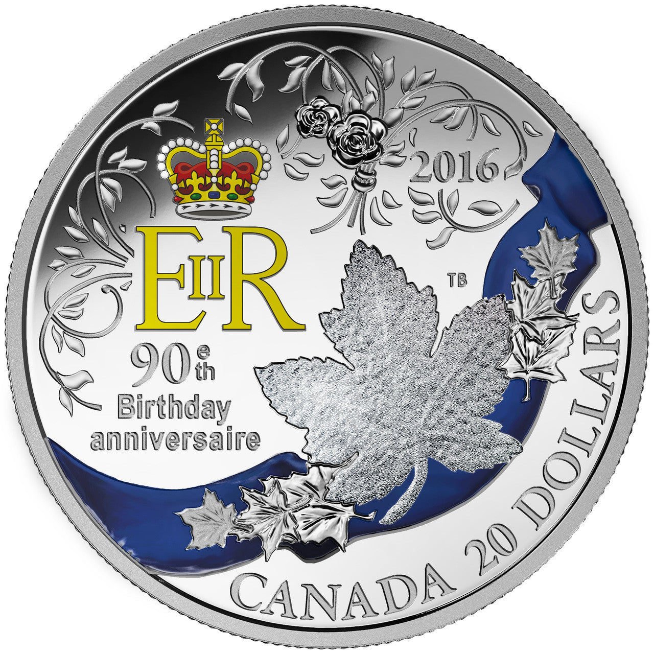 2016 1oz $20 A CELEBRATION OF HER MAJESTY'S 90TH BIRTHDAY FINE SILVER COIN