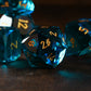 AQUAMARINE MULTIFACETED GLASS DICE SET