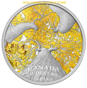 2014 1oz $20 MAPLE CANOPY: AUTUMN ALLURE FINE SILVER COIN