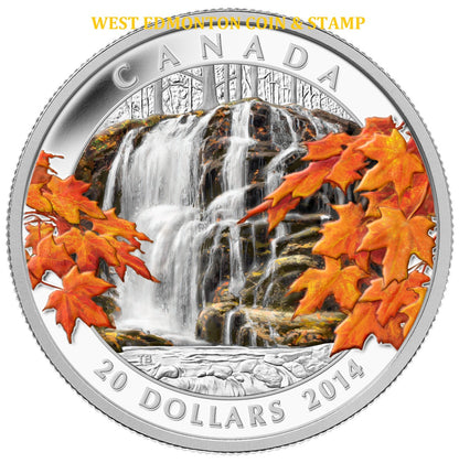 2014 1oz $20 AUTUMN FALLS FINE SILVER COIN