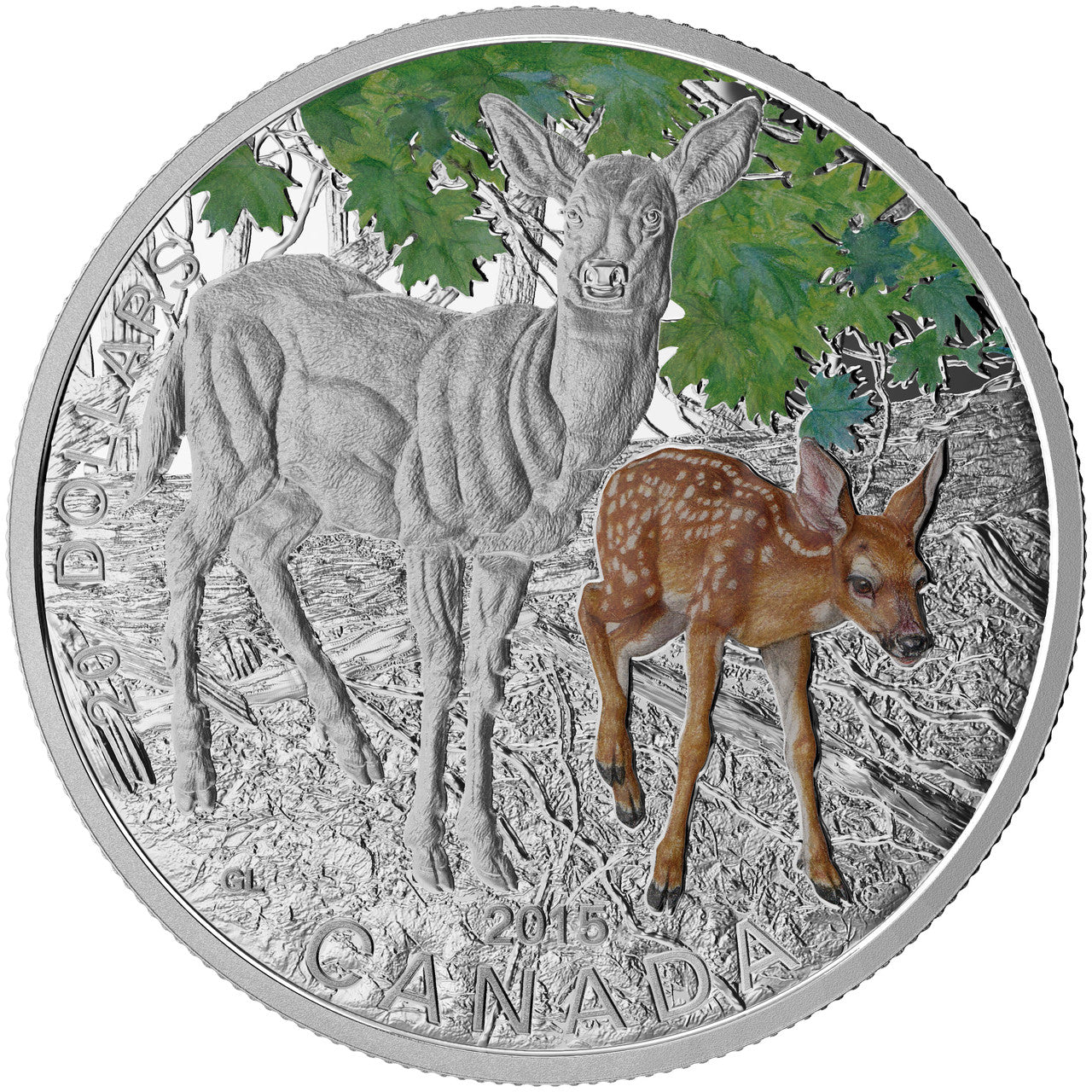 2015 1oz $20 BABY ANIMALS: WHITE-TAILED DEER FINE SILVER COIN