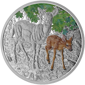 2015 1oz $20 BABY ANIMALS: WHITE-TAILED DEER FINE SILVER COIN
