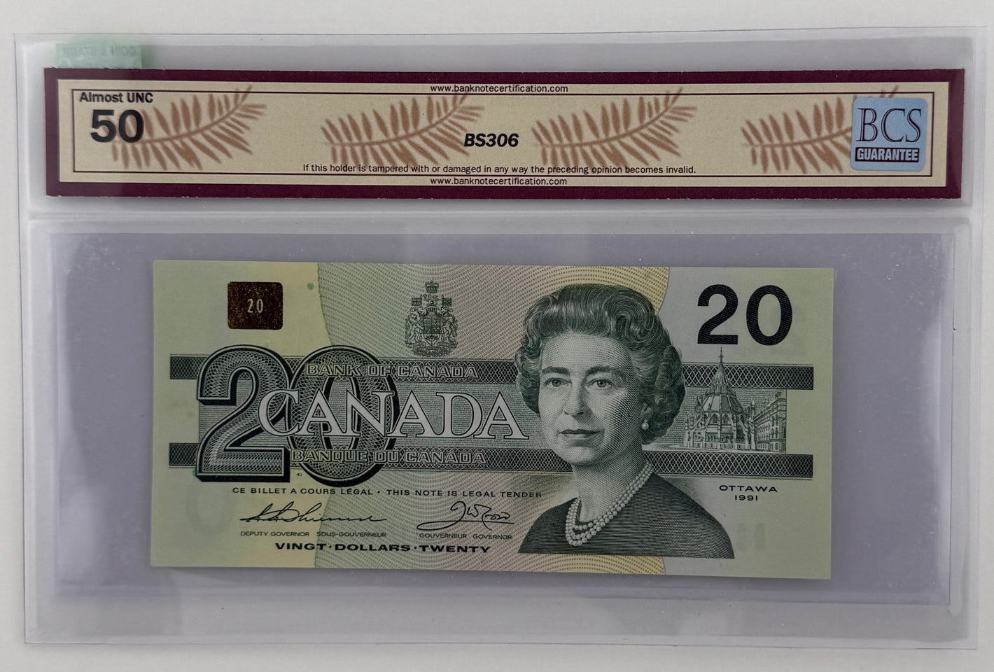 1991 $20 BANK OF CANADA; BC-58aAi, THIESSEN-CROW, EIX WITH SERIFS, REPLACEMENT NOTE