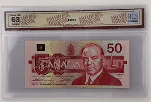 1988 $50 BANK OF CANADA; BC-59a, THIESSEN-CROW NOTE