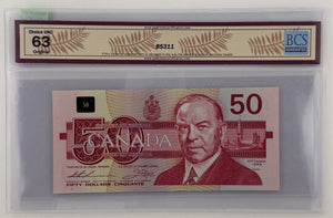 1988 $50 BANK OF CANADA; BC-59aA, THIESSEN-CROW REPLACEMENT NOTE