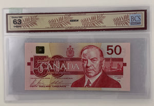 1988 $50 BANK OF CANADA; BC-59b, BONIN-THIESSEN NOTE