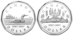 2017 $1 30TH ANNIVERSARY OF THE LOONIE FINE SILVER 2-COIN SET