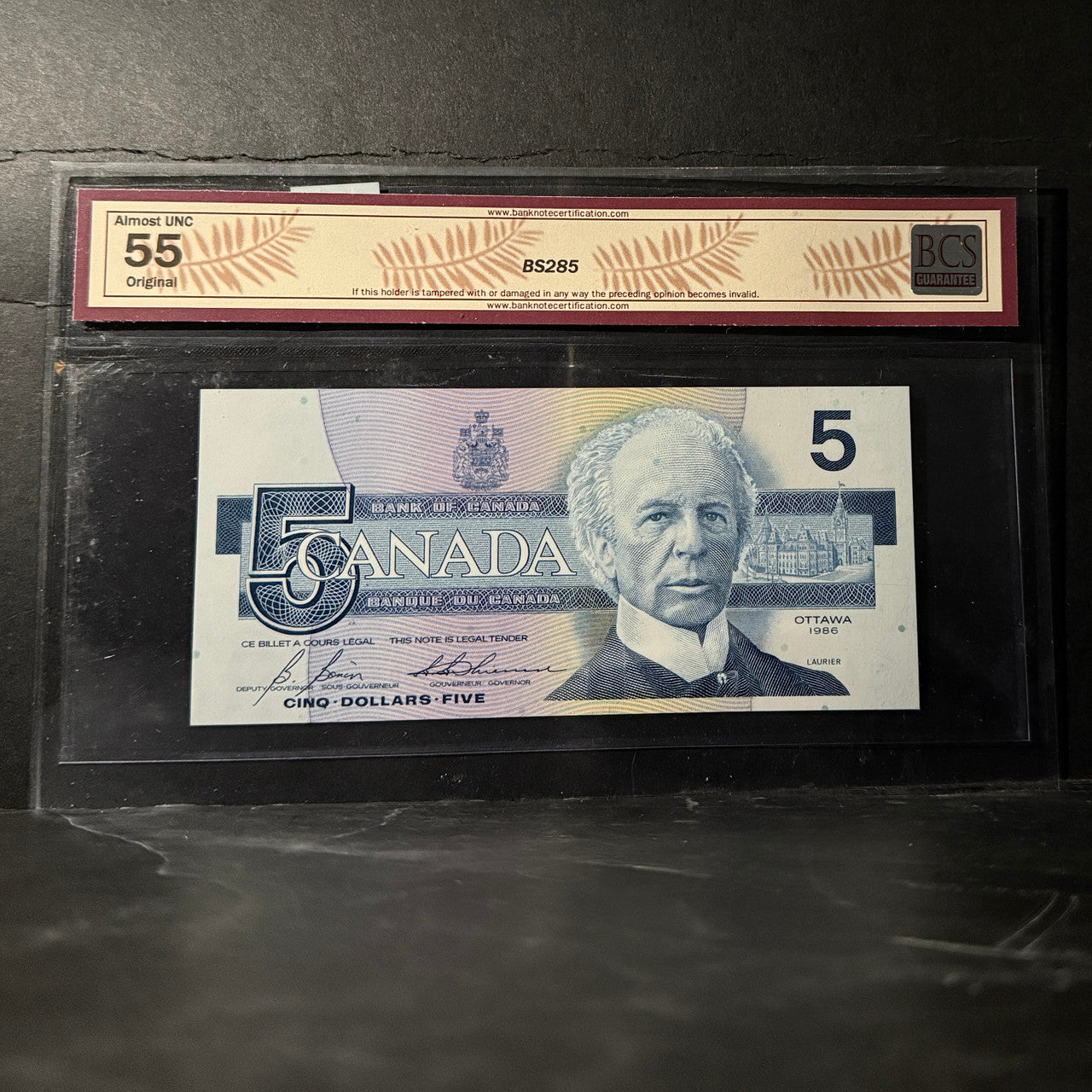 1986 $5 BANK OF CANADA, BC-56cA, BONIN-THIESSEN, REPLACEMENT BS285