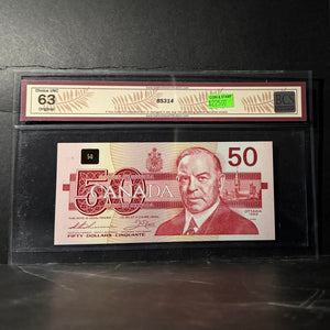 1988 $50 BANK OF CANADA, BC-59aA, THIESSEN-CROW, REPLACEMENT