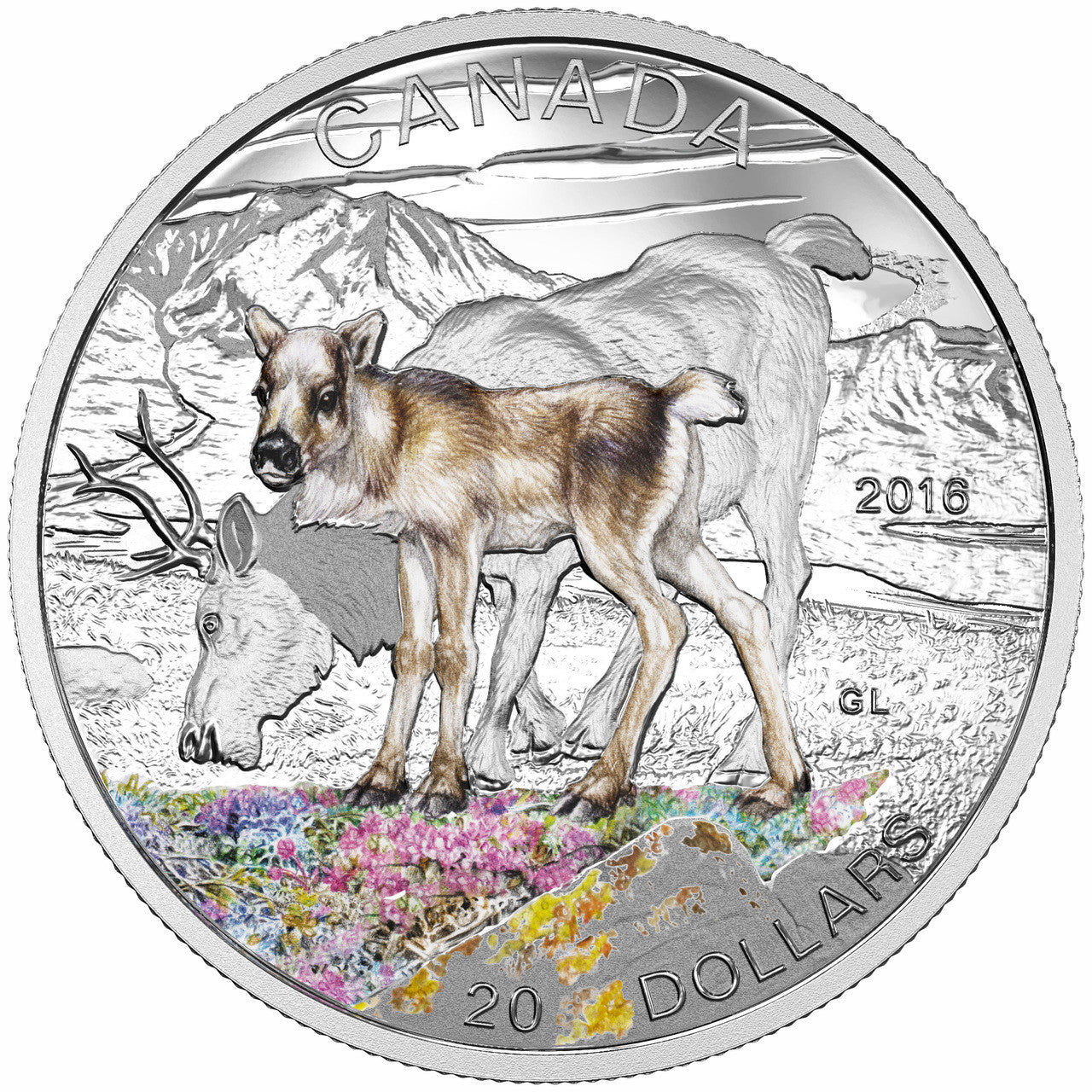 2016 1oz $20 BABY ANIMALS: CARIBOU FINE SILVER COIN
