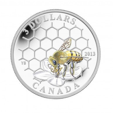 2013 1/4oz $3 ANIMAL ARCHITECTS: BEE & HIVE FINE SILVER COIN