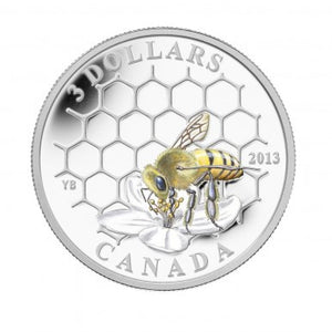 2013 1/4oz $3 ANIMAL ARCHITECTS: BEE & HIVE FINE SILVER COIN
