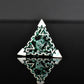 BEHOLDER'S GATES HOLLOW METAL DICE SET - GREEN AND SILVER