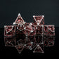 BEHOLDER'S GATES HOLLOW METAL DICE SET - RED AND SILVER